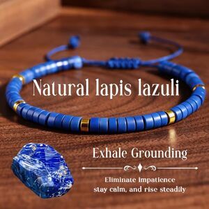 Natural Lapis Lazuli Gemstone Beaded Bracelet Blue Adjustable Braided Boho New
